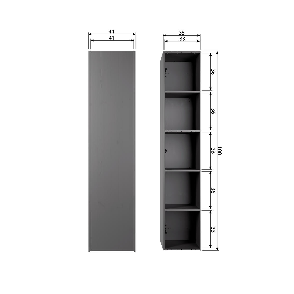 MEHRZWECKSCHRANK 44/188/35 cm  in Schwarz  - Schwarz, Design, Holz (44/188/35cm) - Livetastic