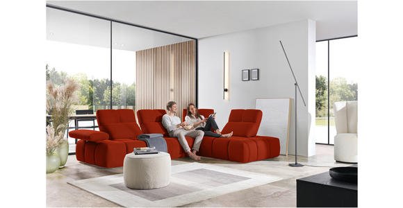 ECKSOFA in Struktur Dunkelorange 313/233 cm - Dunkelorange/Schwarz, Design, Kunststoff/Textil (313/233cm) - Emilio Belluti