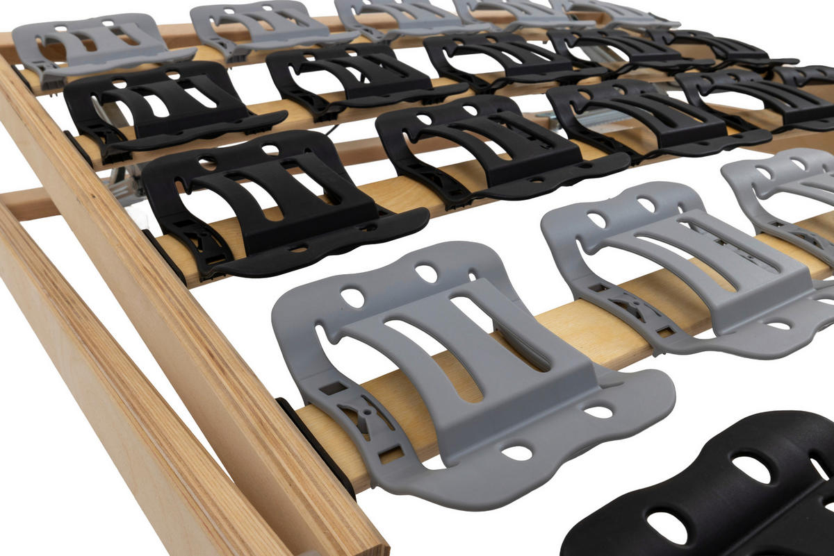 TELLERLATTENROST 80/200 cm Kopfteil, Mittelzone verstellbar,  - Anthrazit/Silberfarben, Basics, Holz/Kunststoff (80/200cm) - MID.YOU