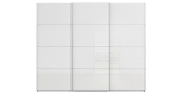 SCHWEBETÜRENSCHRANK 271/223/68 cm 3-türig Weiß, Weiß Hochglanz  - Weiß Hochglanz/Alufarben, Basics, Holzwerkstoff/Metall (271/223/68cm) - Novel