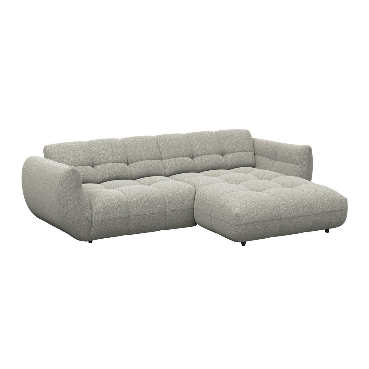 ECKSOFA Chenille Grau  - Schwarz/Grau, Trend, Kunststoff/Textil (280/178cm) - MID.YOU