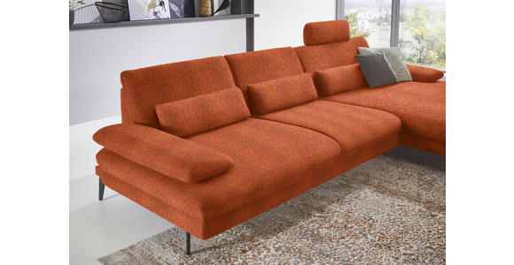 ECKSOFA in Chenille Terracotta  - Terracotta/Schwarz, Design, Textil/Metall (310/180cm) - Dieter Knoll