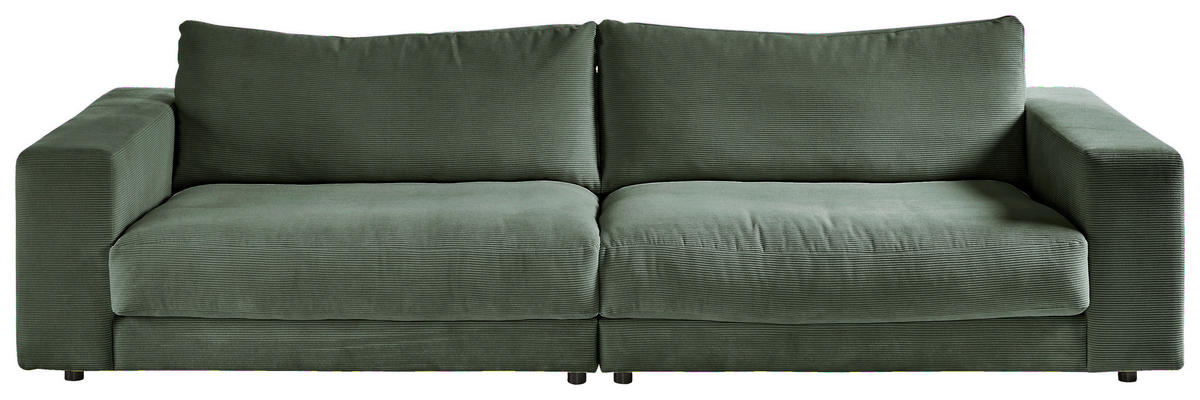 MEGASOFA Feincord Olivgrün  - Schwarz/Olivgrün, Design, Kunststoff/Textil (290/86/127cm) - Pure Home Lifestyle