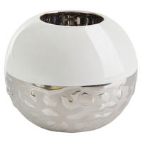 TEELICHTHALTER - Weiss/Silberfarben, Basics, Keramik (9,5/8cm) - Ambia Home