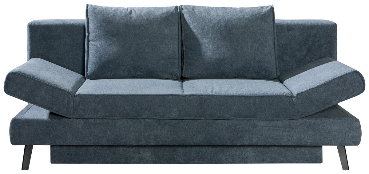 SCHLAFSOFA Sidney Grau  inkl. Rückenkissen, Bettkasten, Schlaffunktion, Rücken echt, Armteilverstellung  - Schwarz/Grau, Design, Textil/Metall (200/85/90cm) - Novel