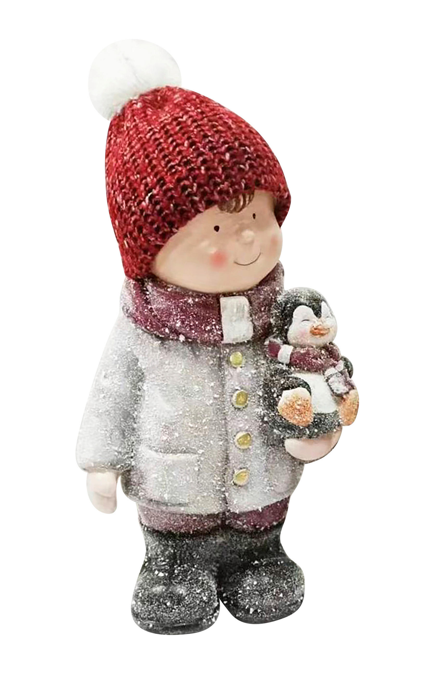 Statuetă Copil - roșu/negru, Lifestyle, textil/piatră (20,5/40/18cm) - X-Mas