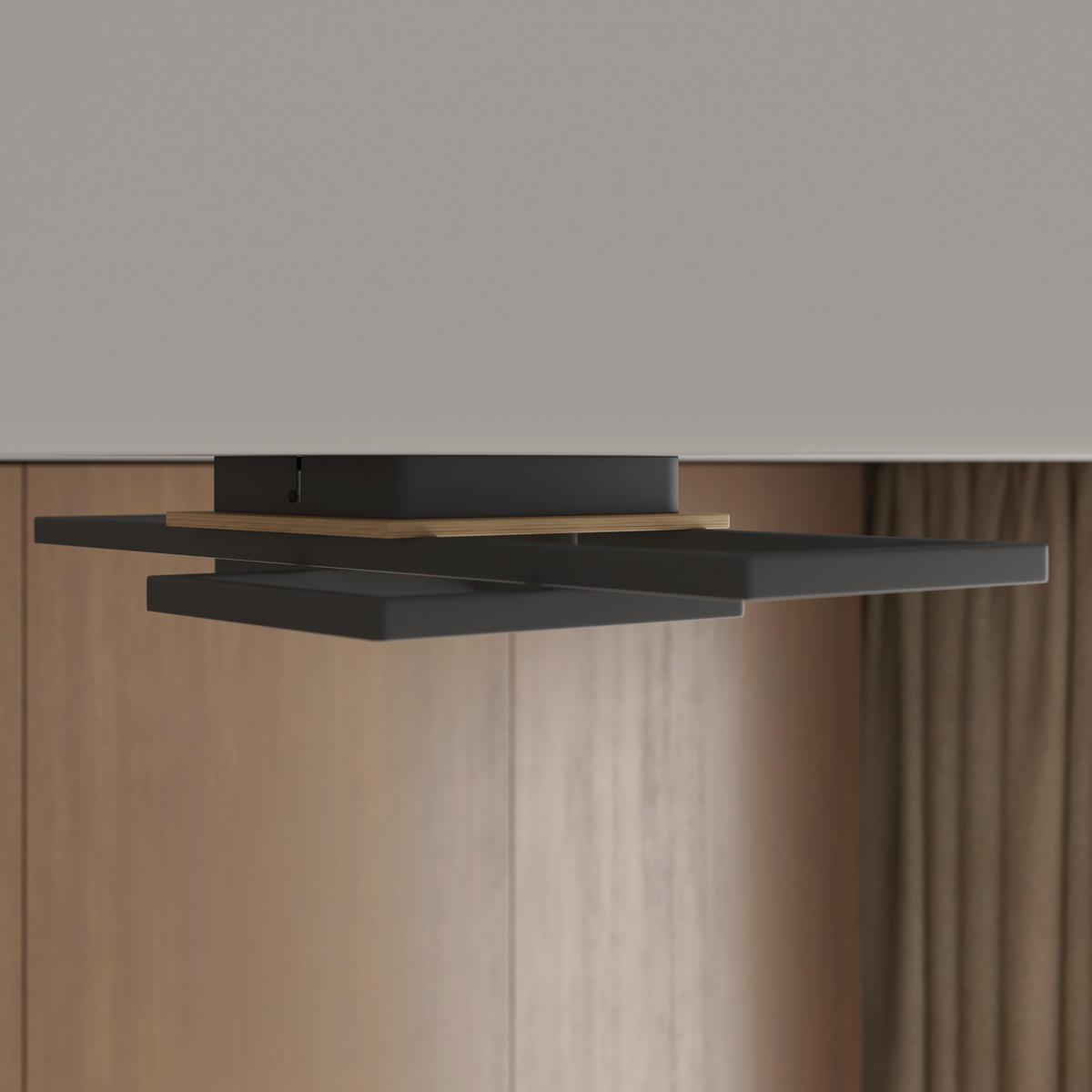 LED-DECKENLEUCHTE Worcester 70/38/7,5 cm   - Braun, Basics, Holz/Kunststoff (70/38/7,5cm) - Novel