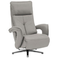 RELAXSESSEL in Leder Silberfarben  - Chromfarben/Silberfarben, Design, Leder/Metall (77/110/87cm) - Valdera