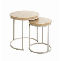 BEISTELLTISCHSET rund Grau, Eichefarben  - Eichefarben/Grau, Trend, Holzwerkstoff/Metall (32-45/32-45/43-49cm)