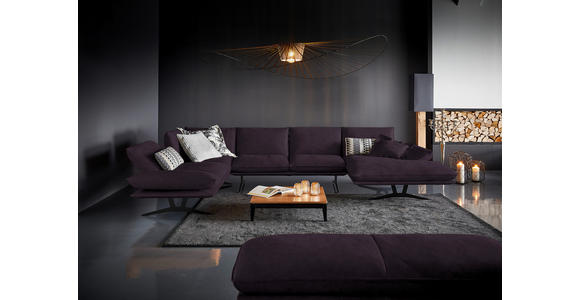 WOHNLANDSCHAFT in Echtleder Violett - Violett/Schwarz, Natur, Leder/Metall (217/359/155cm) - Dieter Knoll
