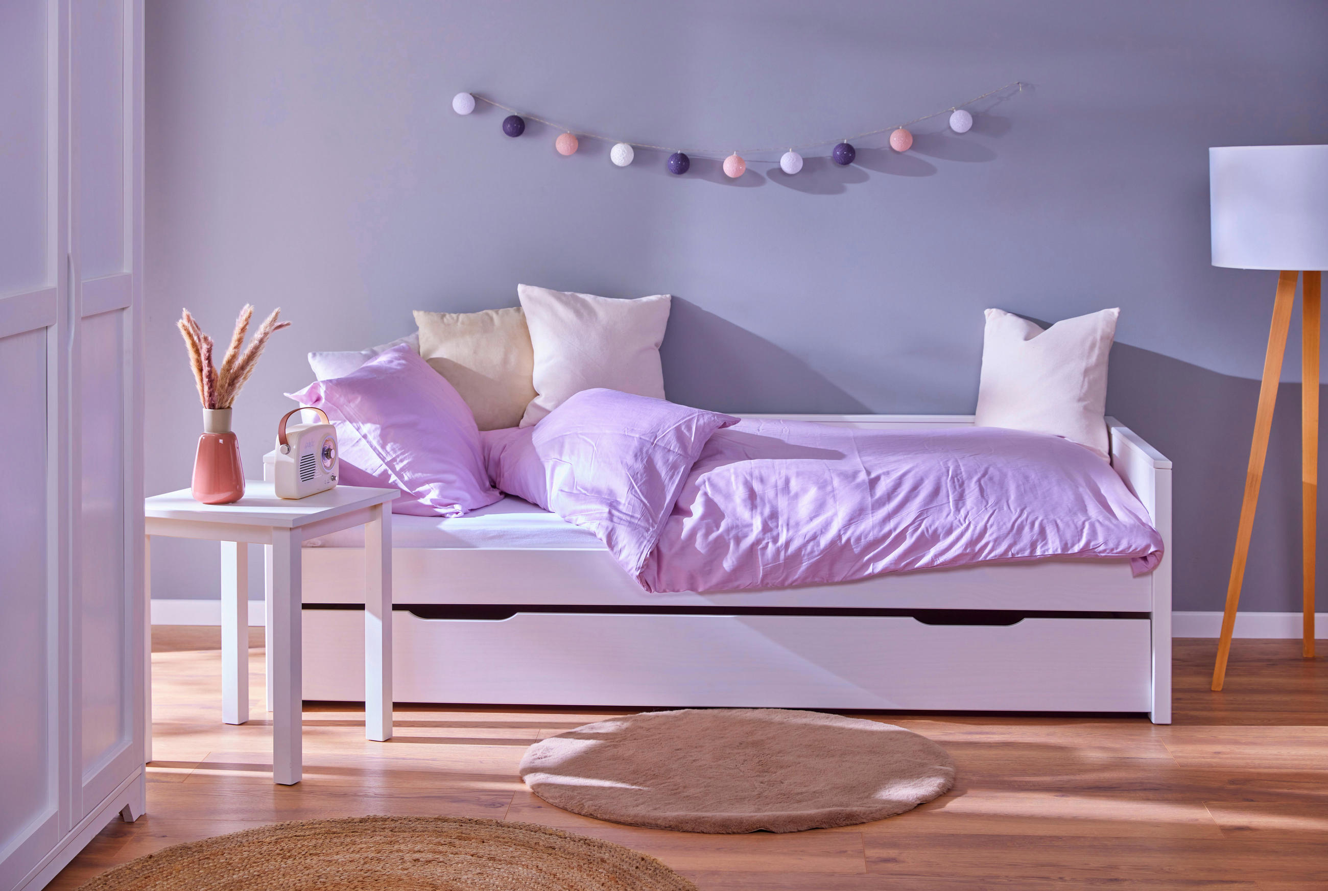 AUSZIEHBETT 90/200 cm Weiss  - Weiss/Naturfarben, Konventionell, Holz (90/200cm) - MID.YOU