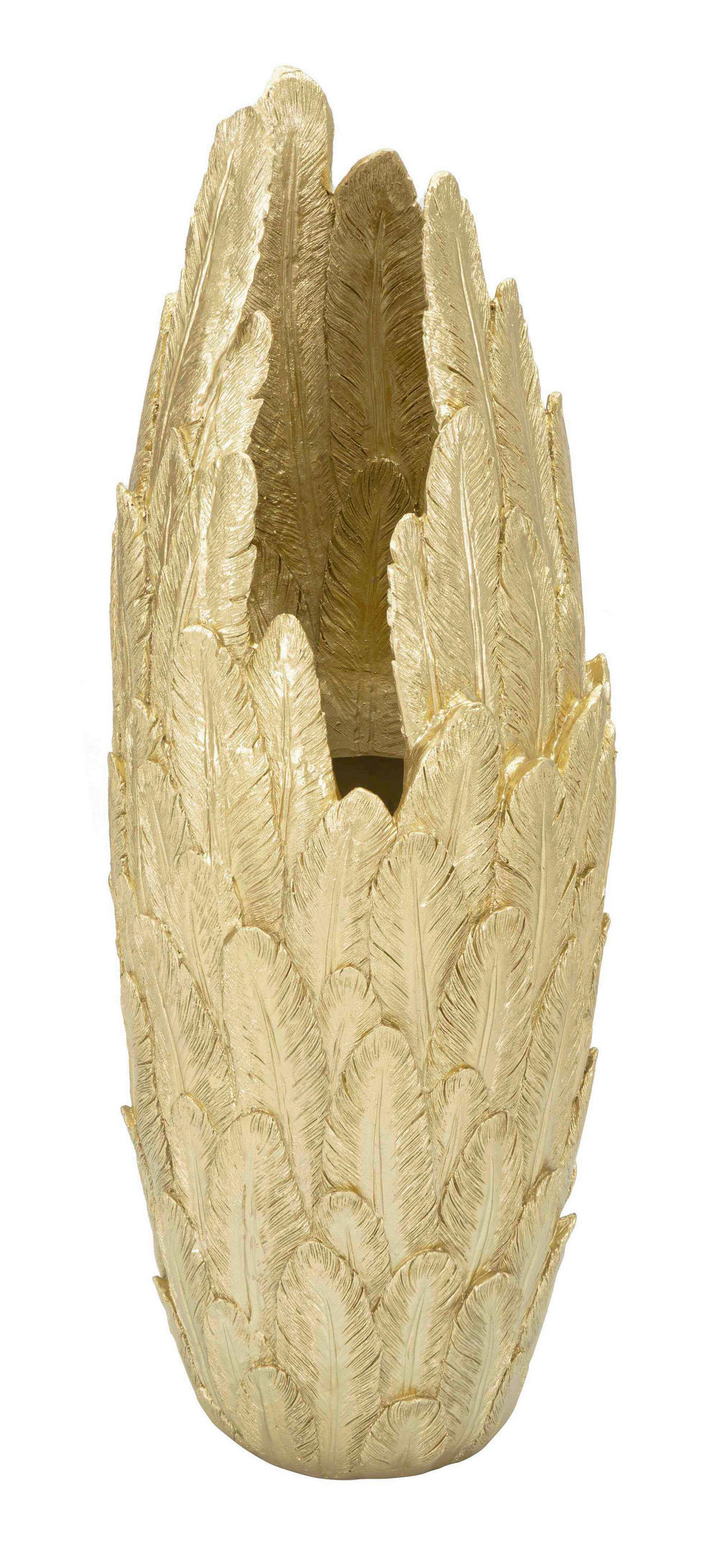 Vase Feathers  - Goldfarben, Basics, Kunststoff (34.5/91/34cm)