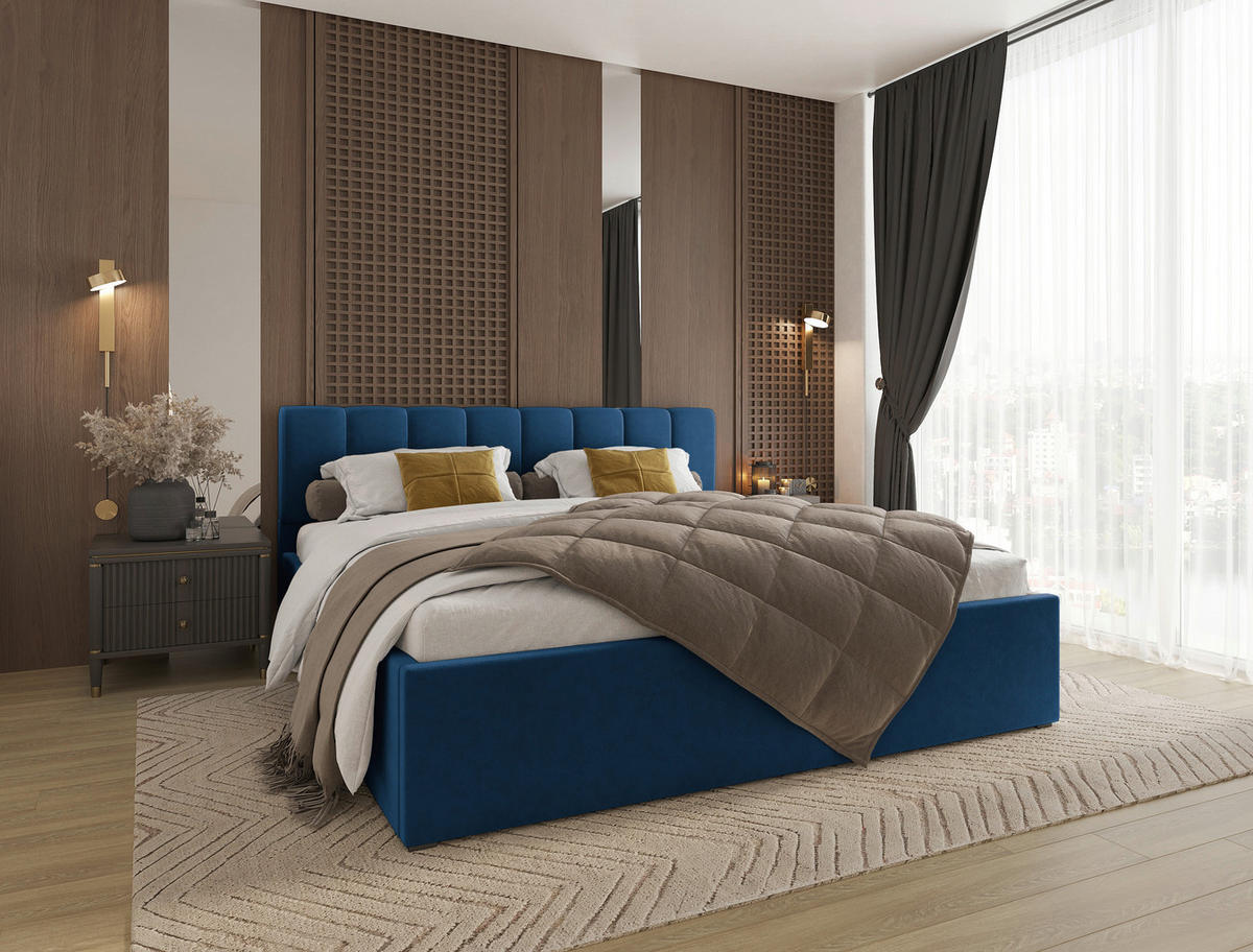 POLSTERBETT Lattenrost, Bettkasten Royalblau 180/200 cm  - Royalblau/Schwarz, Design, Holz/Kunststoff (180/200cm) - Stylife