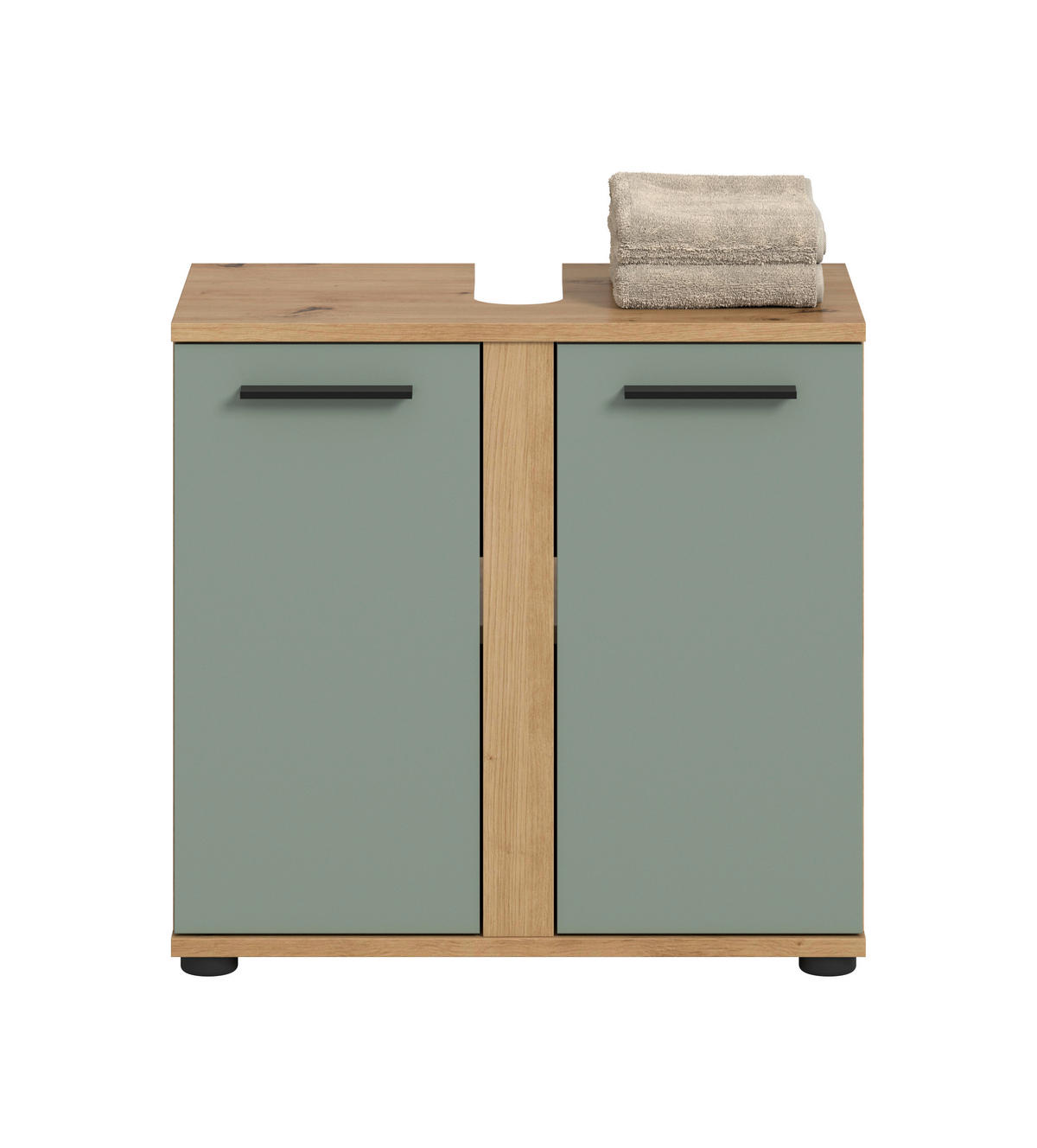 WASCHBECKENUNTERSCHRANK 60/57/34 cm  - Salbeigrün/Schwarz, Trend, Holzwerkstoff/Kunststoff (60/57/34cm) - MID.YOU
