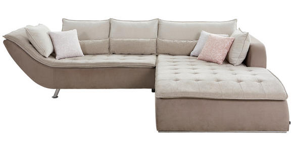 ECKSOFA Taupe, Beige Webstoff  - Taupe/Sandfarben, Design, Textil/Metall (300/220cm) - Hom`in