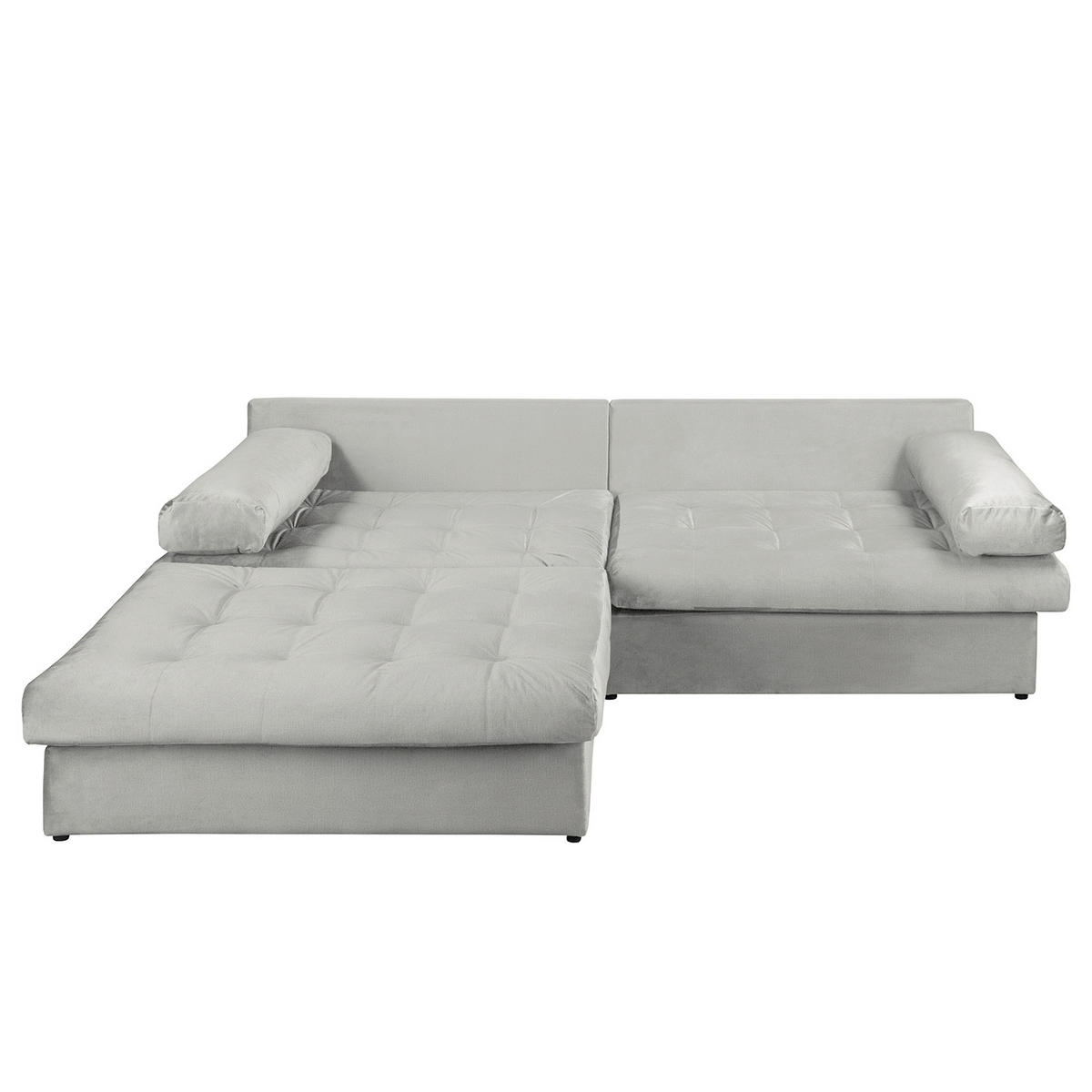 ECKSOFA Velours Hellgrau  - Hellgrau/Schwarz, Design, Kunststoff/Textil (243/284cm) - P & B