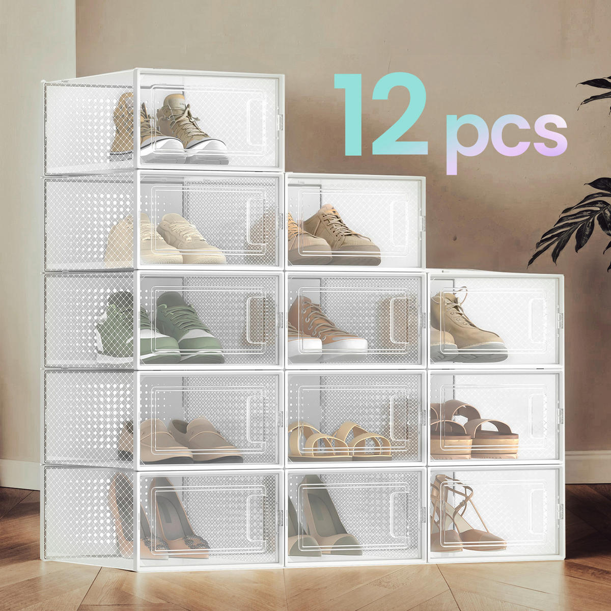 SCHUHBOX 33,5/14,3/23,2 cm  - Transparent/Weiß, Trend, Kunststoff (33,5/14,3/23,2cm) - Boxxx