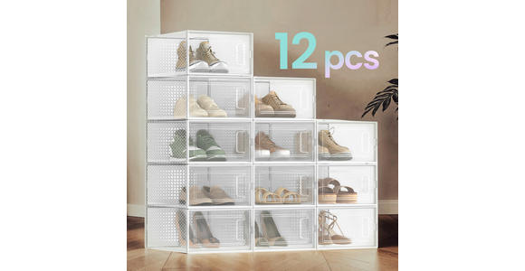 SCHUHBOX - Transparent/Weiß, Trend, Kunststoff (33,5/14,3/23,2cm) - Boxxx