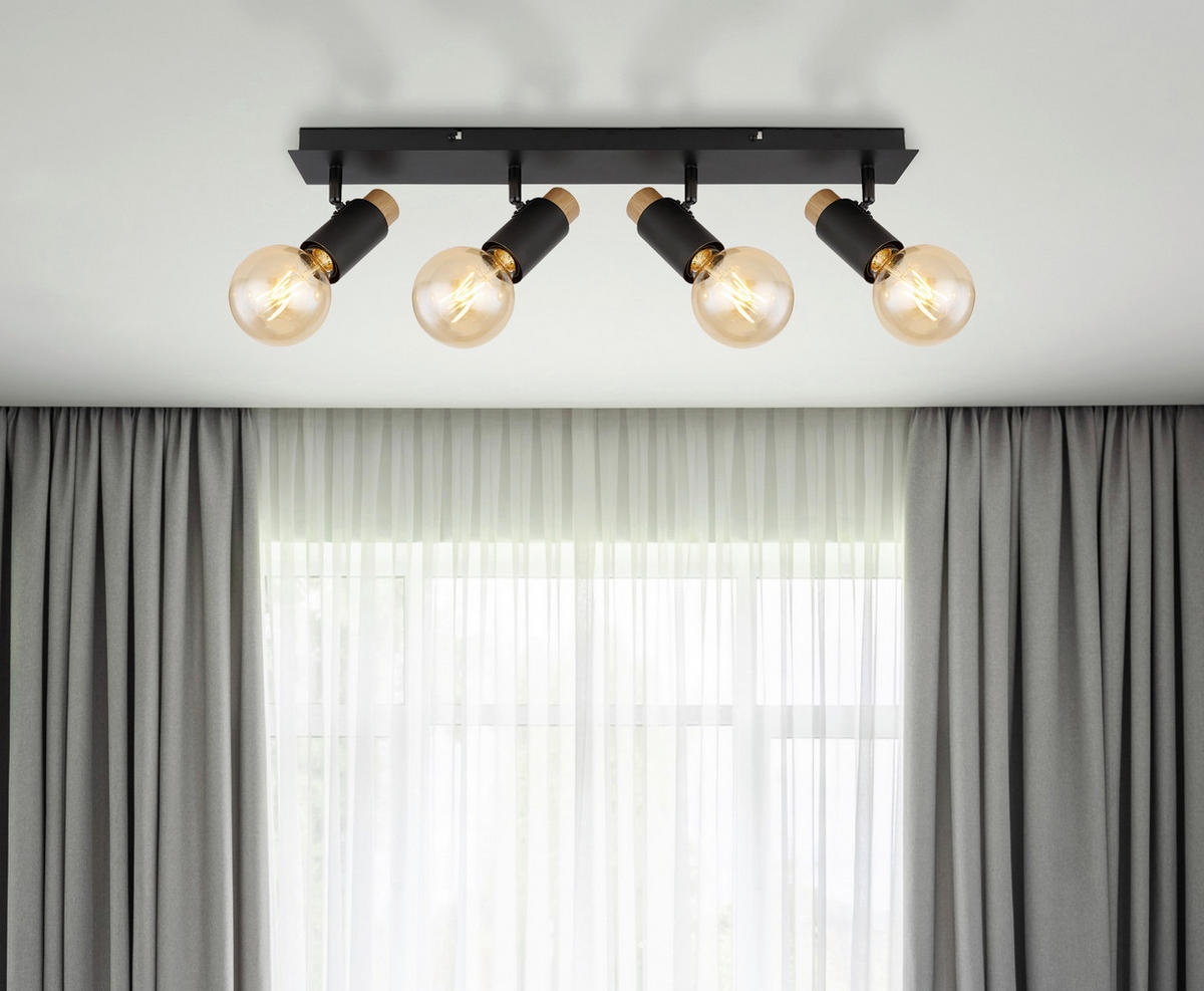STRAHLER - Dunkelbraun/Schwarz, Design, Holz/Metall (65,5/8/14,5cm) - Globo