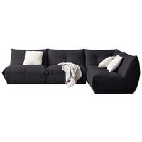 ECKSOFA Schwarz Lederlook  - Schwarz, Trend, Textil (315/210cm) - Livetastic