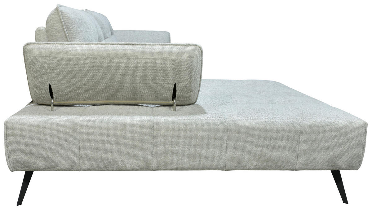 ECKSOFA Ottomane links  Greige Chenille  - Greige/Schwarz, Design, Textil/Metall (188/284cm) - Stylife