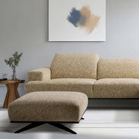 HOCKER PORTLAND Struktur Hellbraun  - Hellbraun/Schwarz, Design, Holz/Textil (95/46/80cm) - Livetastic