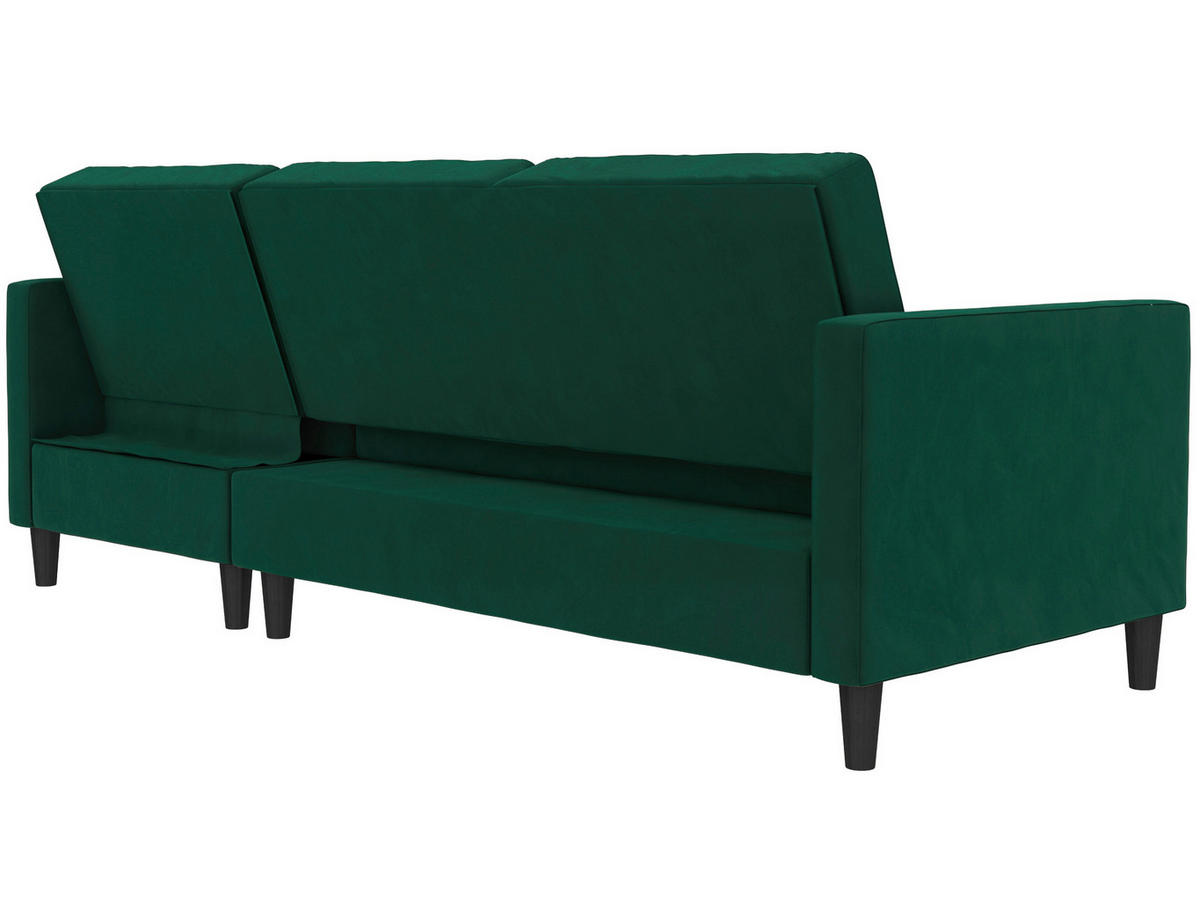 ECKSOFA PALERMO in Velours Dunkelgrün  - Dunkelgrün/Schwarz, Basics, Kunststoff/Textil (213/154cm) - Livetastic