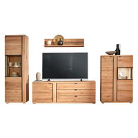 WOHNWAND  in Schwarz, Eichefarben 360/195,5/46.5 cm  - Eichefarben/Anthrazit, Natur, Glas/Holz (360/195,5/46.5cm) - Linea Natura
