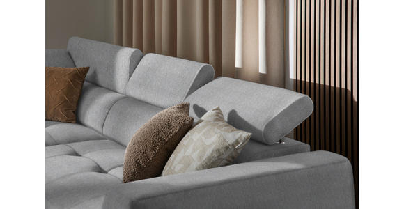 ECKSOFA Silberfarben Struktur - Silberfarben/Schwarz, Design, Kunststoff/Textil (205/284cm) - Xora