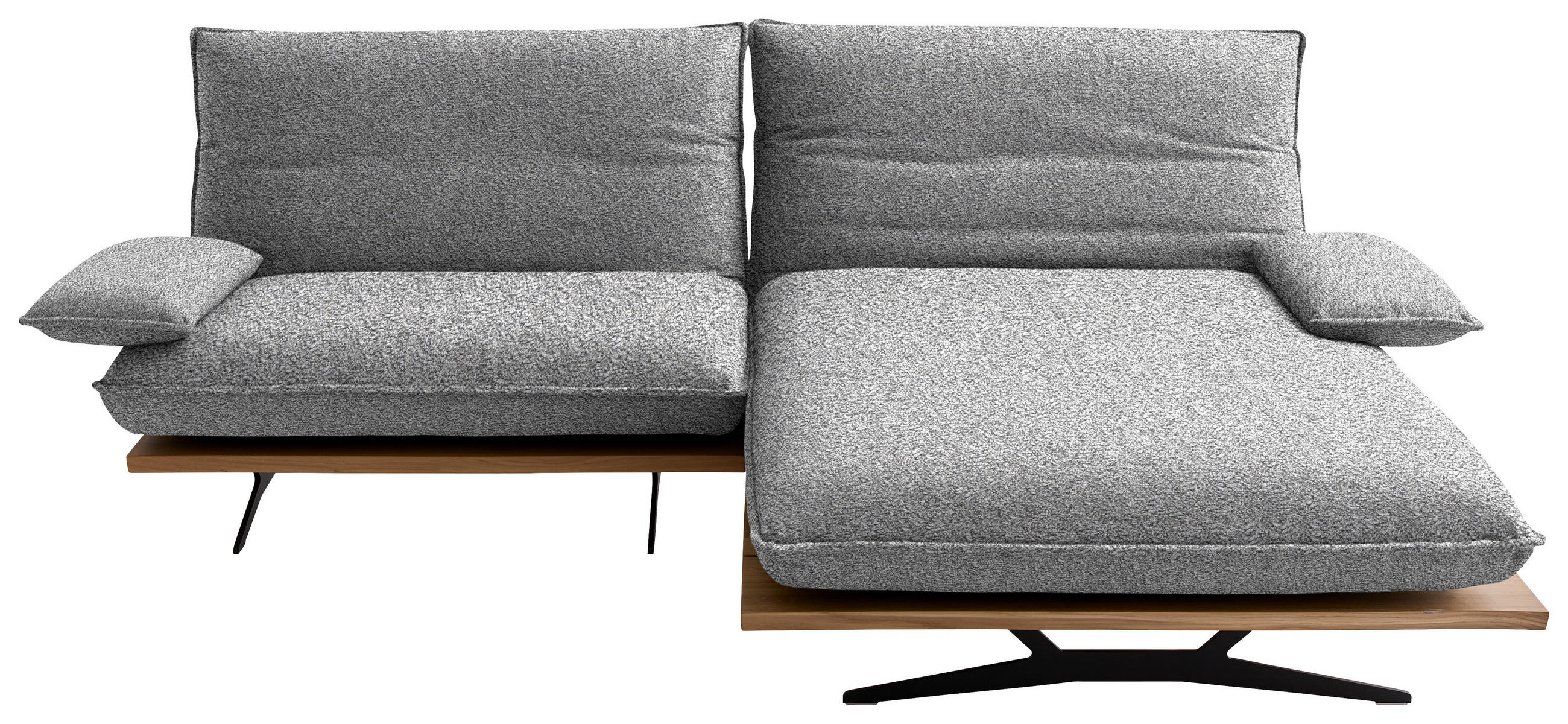 ECKSOFA  in Chenille, Flachgewebe Grau, Wildeiche  284/161 cm  - Wildeiche/Schwarz, Design, Holz/Textil (284/161cm) - Koinor