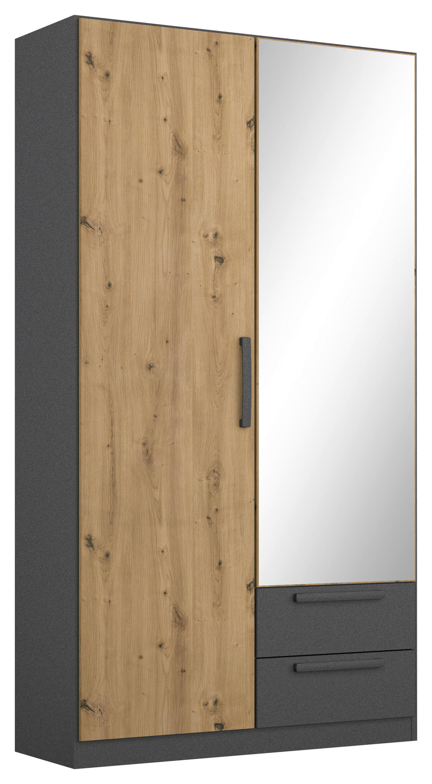 DREHTÜRENSCHRANK 91/197/54 cm,  in Grau, Eiche Artisan, 2-türig  - Eiche Artisan/Grau, MODERN, Holzwerkstoff/Kunststoff (91/197/54cm) - Rauch Möbel