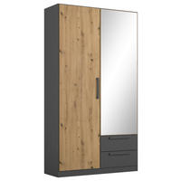 DREHTÜRENSCHRANK 91/197/54 cm,  in Grau, Eiche Artisan, 2-türig  - Eiche Artisan/Grau, MODERN, Holzwerkstoff/Kunststoff (91/197/54cm) - Rauch Möbel