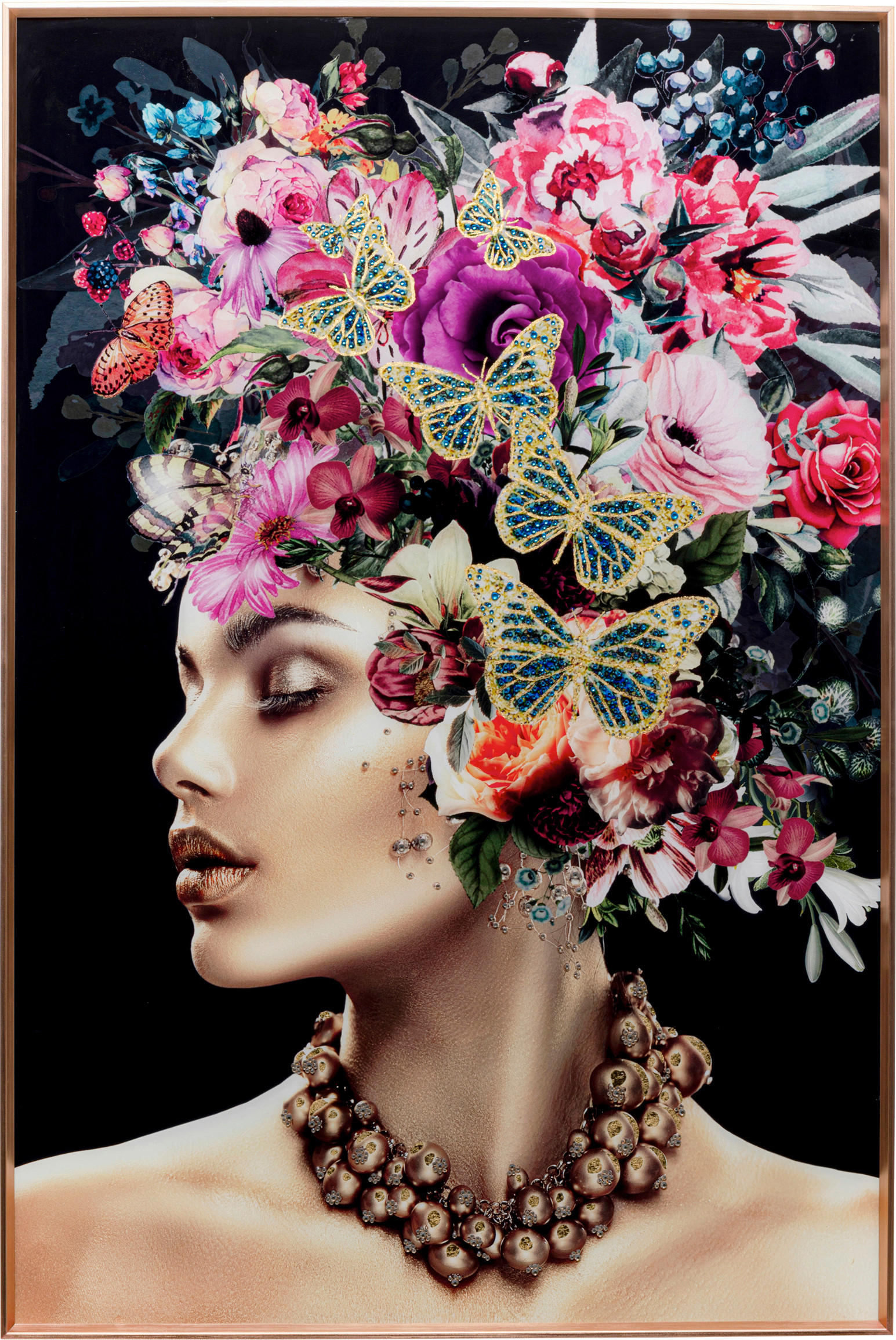 BILD Blumen, Frauen  - Multicolor, Design, Glas/Papier (80/120cm) - Kare-Design