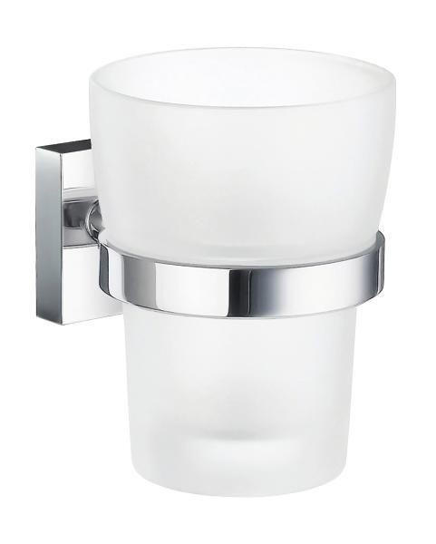 ZAHNPUTZBECHER Metall, Glas  - Chromfarben, Basics, Glas/Metall (7,5/9,8/9,3cm)