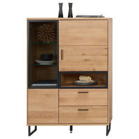 HIGHBOARD  in 95/139/38 cm  - Dunkelgrau/Eichefarben, KONVENTIONELL, Glas/Holz (95/139/38cm) - Cantus