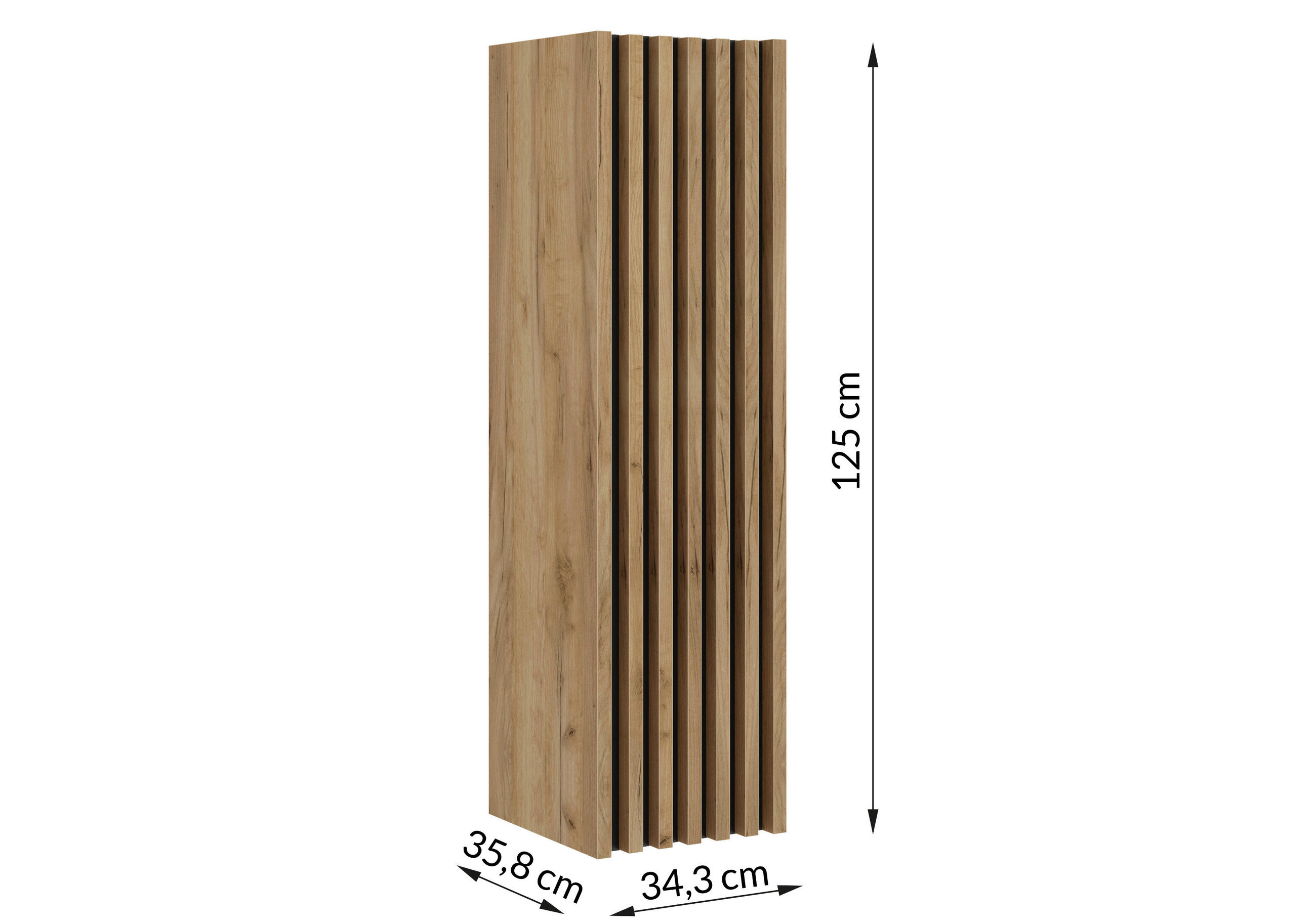 Thumbnail - Mid.you Midischrank, Schwarz, Eiche, Gold, Holzwerkstoff, 3 Fächer, 35x125x36 cm, hängend, Badezimmer, Badezimmerschränk...