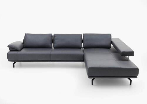 ECKSOFA in Echtleder Anthrazit  - Anthrazit, Design, Leder/Metall (325/255cm) - Dieter Knoll