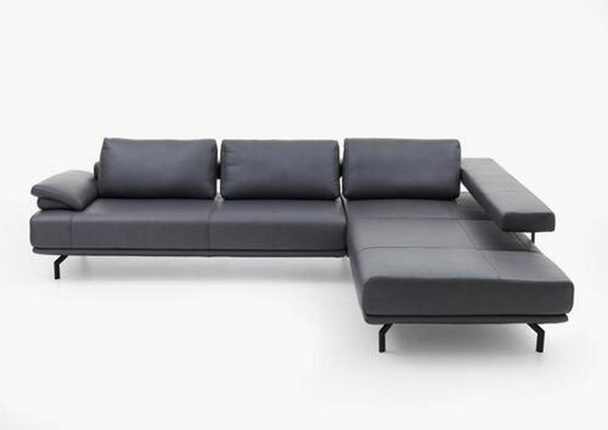 ECKSOFA in Echtleder Anthrazit  - Anthrazit, Design, Leder/Metall (325/255cm) - Dieter Knoll