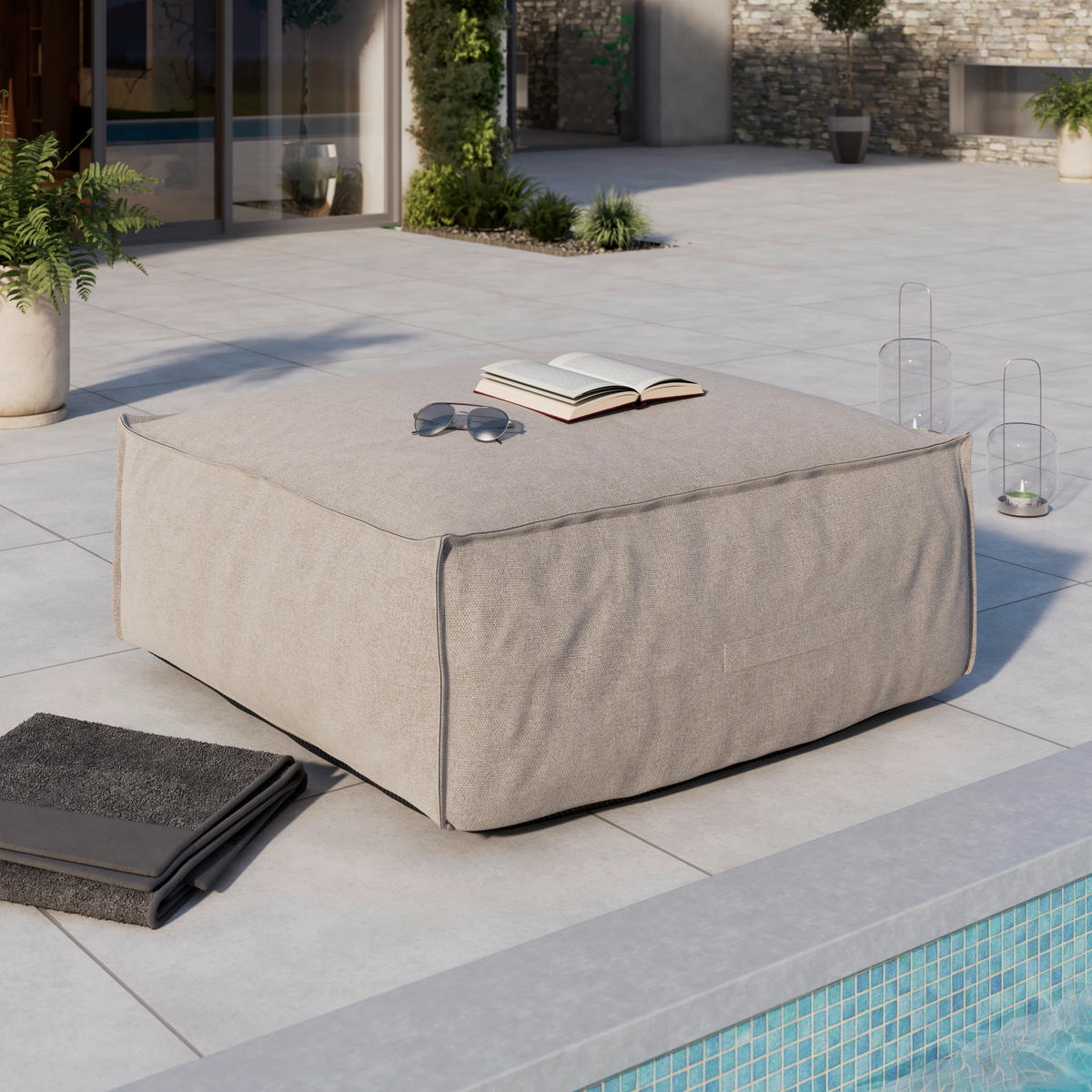 LOUNGESOFA  - Beige, MODERN, Textil (95/35/95cm) - Ambia Garden