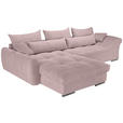 ECKSOFA Altrosa Cord  inkl. Zierkissen, Rückenkissen, Rücken echt  - Chromfarben/Altrosa, KONVENTIONELL, Textil/Metall (225/335cm) - Carryhome