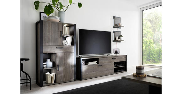 TV-ELEMENT 180/56/43 cm - Eichefarben/Anthrazit, MODERN, Holzwerkstoff/Metall (180/56/43cm) - Hom`in