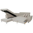 ECKSOFA inkl. Funktionen Ecru Webstoff  - Ecru/Silberfarben, Design, Textil/Metall (226/257cm) - Xora
