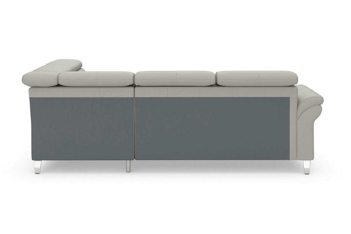ECKSOFA 245/194 cm ARNGAST E in Echtleder Hellgrau Kopfteilverstellung  245/194 cm  - Chromfarben/Hellgrau, Basics, Leder/Textil (245/194cm) - Sit & More