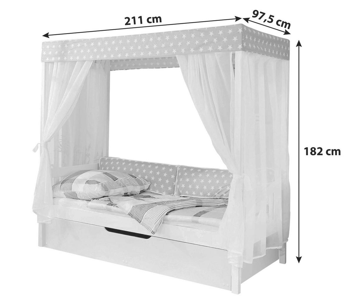 HIMMELBETT 90/200 cm  in Beige, Weiß  - Beige/Weiß, MODERN, Holz (90/200cm) - MID.YOU