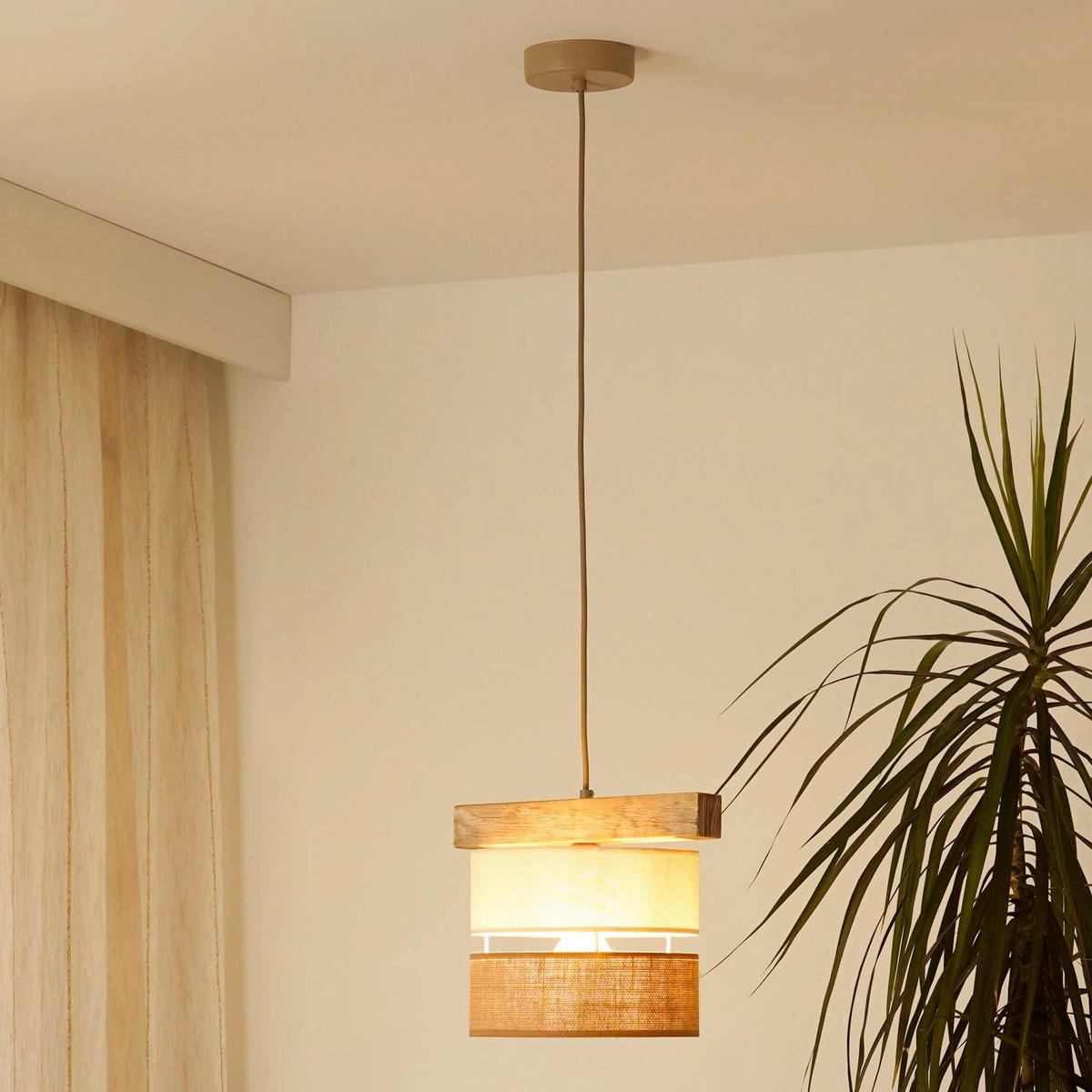 HÄNGELEUCHTE 27/105 cm   - Multicolor, Natur, Textil (27/105cm)