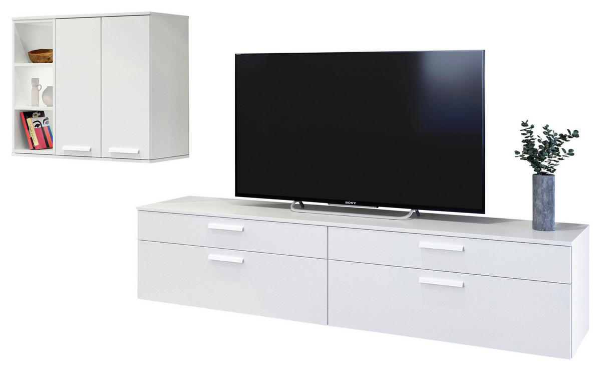 WOHNWAND  in Weiß  290,6/150/48,5 cm  - Weiß, Design, Holzwerkstoff/Metall (290,6/150/48,5cm) - Celina Home