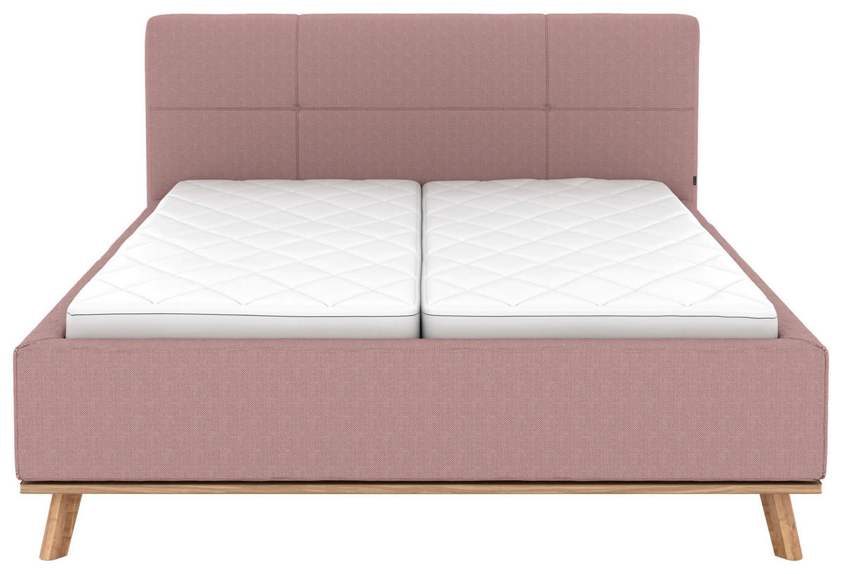 POLSTERBETT Matratze, Lattenrost, Bettkasten 180/200 cm  in Altrosa  - Eichefarben/Altrosa, Design, Holz/Textil (180/200cm) - Musterring