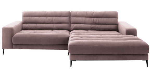 ECKSOFA Badia in Cord Altrosa  296/207 cm  - Schwarz/Altrosa, Design, Textil/Metall (296/207cm) - Dieter Knoll