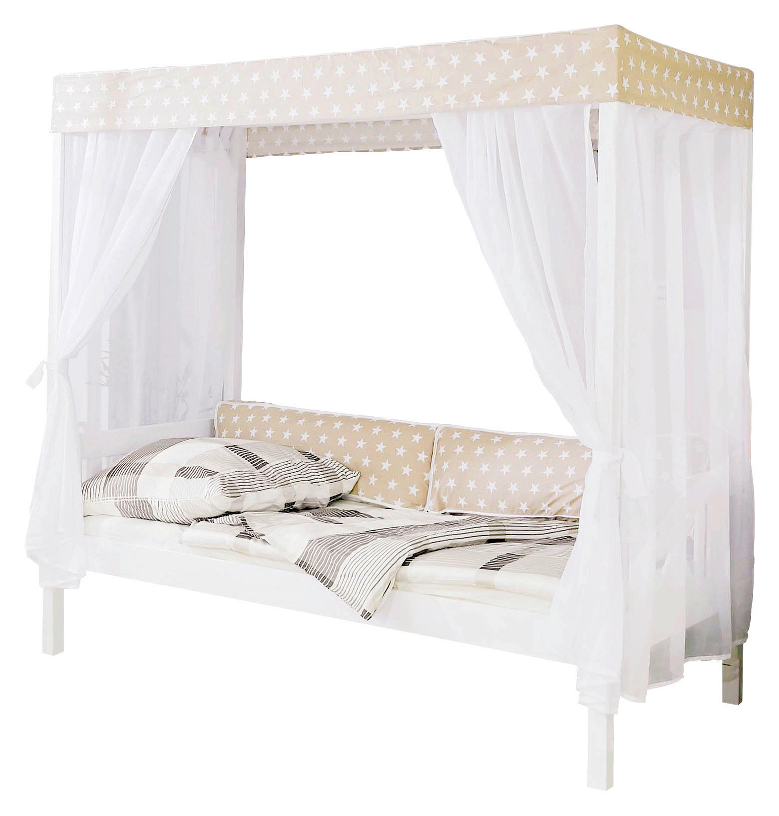 POSTEĽ S NEBESAMI, 90/200 cm biela, béžová - biela/béžová, Modern, drevo (90/200cm) - Livetastic