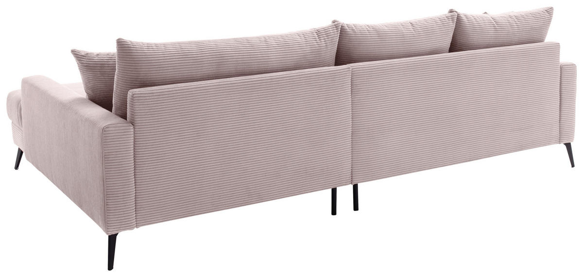 ECKSOFA Rosa Cord  - Schwarz/Rosa, KONVENTIONELL, Textil/Metall (280/173cm) - Hom`in